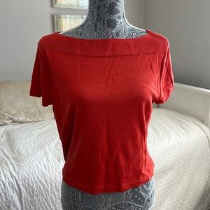 Cold water Creek Salmon Y2K Slouch Shoulder lightweight knit top.